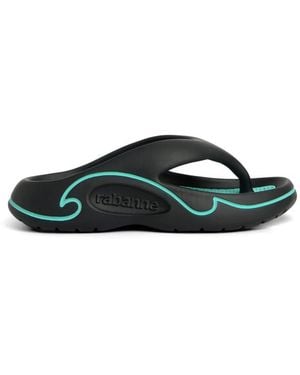 Rabanne Logo-Embossed Flip-Flops - Green