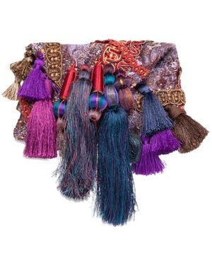 Dries Van Noten Tassel-Embellished Envelope Clutch Bag - White