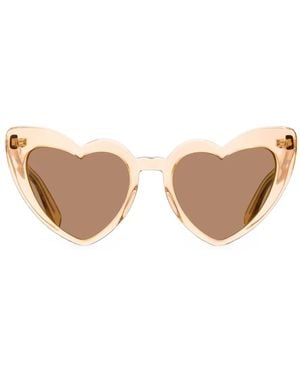 Saint Laurent Loulou Heart-Frame Sunglasses - Natural