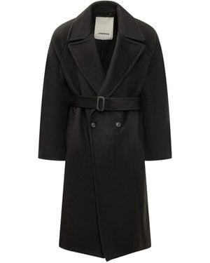 A PAPER KID Belted Double-Breasted Coat - Black