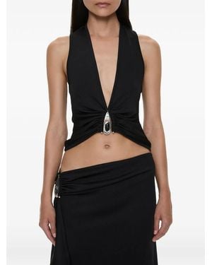 Christopher Esber Crystal-Pendant Ribbed Tank Top - Black