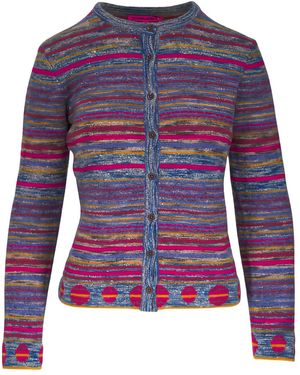 The Elder Statesman Explorer striped button cardigan - Morado