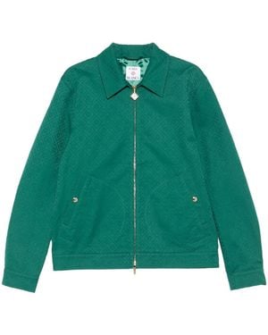 CASABLANCA Monogram-Jacquard Zip-Front Overshirt - Green