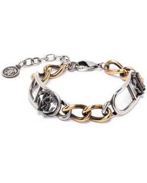 Roberto Cavalli Monogram-Plaque Chain Bracelet - Metallic