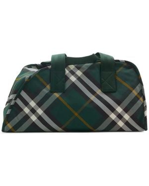 Burberry Medium Shield Check-Pattern Duffle Bag - Green