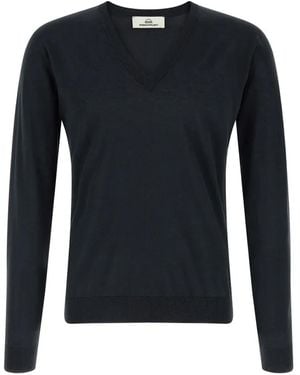 Riviera V-Neck Cuffed Jumper - Blue