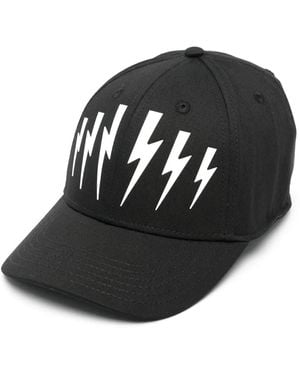 Neil Barrett Thunderbolt-Print Cap - Black