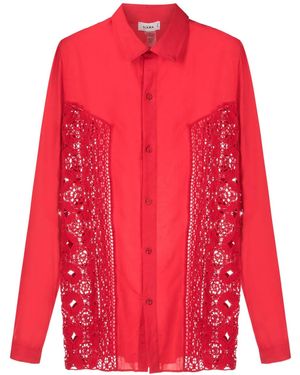 Amir Slama Crochet-Panel Long-Sleeved Shirt - Red