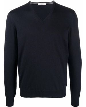 Fileria Wool V-Neck Sweater - Blue