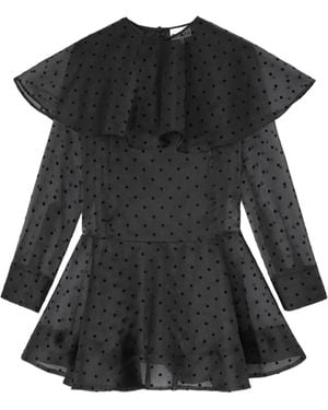 Ganni Organza Circle Collar Dress - Black