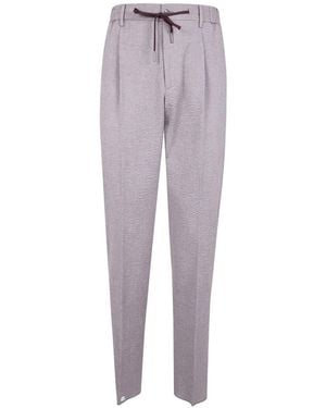 Tagliatore Seersucker Drawstring Trousers - Purple