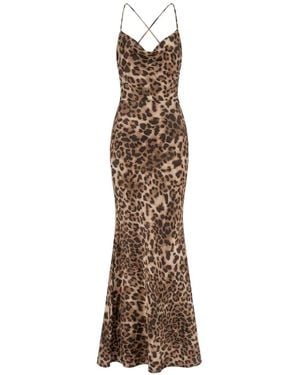 ACTUALEE Leopard-Print Maxi Dress - Natural