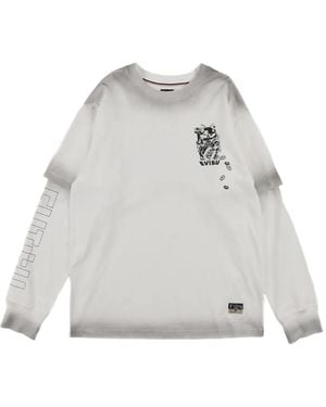 Evisu Layered-Sleeve Graphic-Print T-Shirt - White