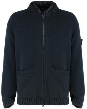 Stone Island Zipped Cashmere Cardigan - Blue