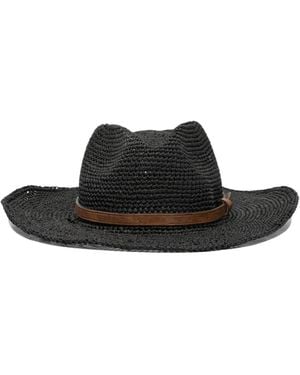 IBELIV Ento Raffia Leather-Band Hat - Black