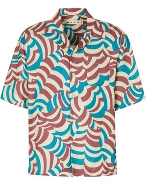Marni Contrast-Print Bowling Shirt - White