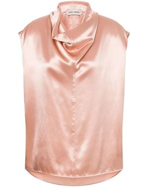 Alberta Ferretti Cowl-Neck Satin Top - Pink