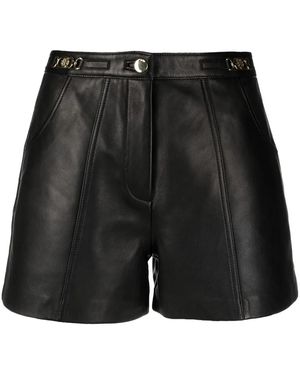 Maje Pantalones Cortos De Piel Con Placa Del Logo - Negro