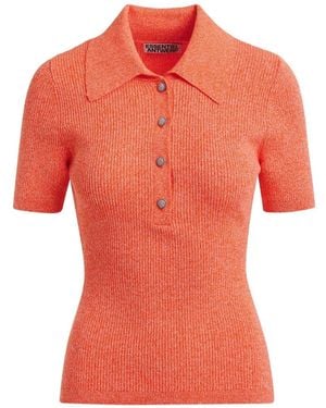 Essentiel Antwerp Button-Placket Polo Top - Orange