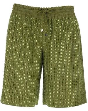 VENUJA Embellished Drawstring Shorts - Green