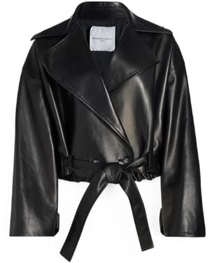 Brandon Maxwell Collins Cropped Leather Jacket - Black