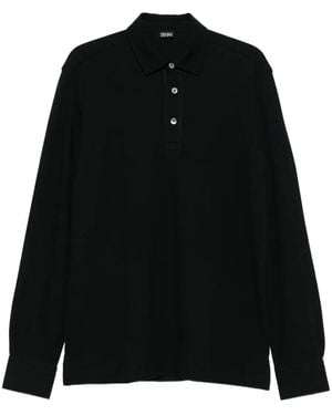 ZEGNA Langärmeliges Poloshirt - Schwarz