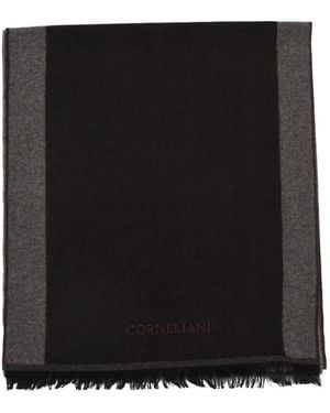 Corneliani Striped Cashmere Scarf - Black