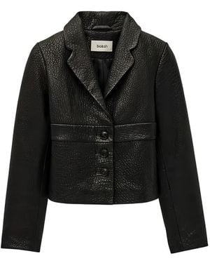 Ba&sh Leather Cropped Jacket - Black