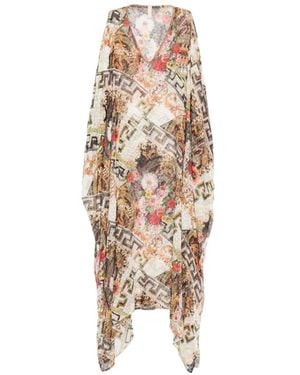 Dolci Follie Greek Meander Maxi Kaftan - Metallic
