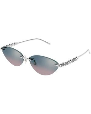 Cartier Cat-Eye-Sonnenbrille Mit Nieten - Weiß