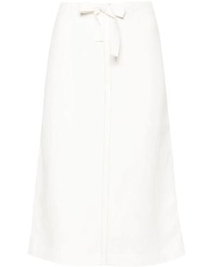 Ferragamo Contrast-Stitching Drawstring Midi Skirt - White
