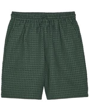 Les Deux Checked Seersucker Shorts - Green