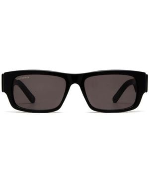 Balenciaga Logo-Arm Slim Sunglasses - Black