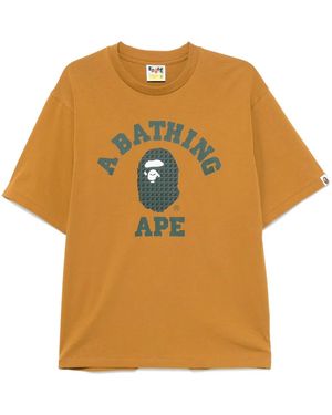 A Bathing Ape Sta Houndstooth University T-Shirt - Orange