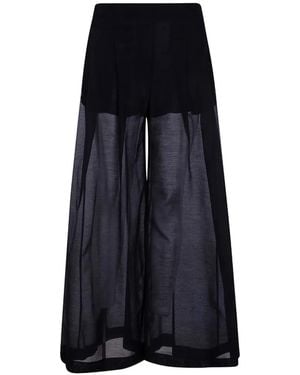 Semicouture Sheer-Panel Palazzo Trousers - Blue