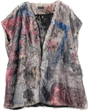BARBARA BOLOGNA Graphic-Print Faux-Fur Gilet - Grey