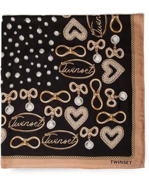 Twinset Kefiah With Jewel Print - Black
