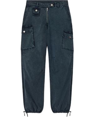 Ganni Cargo-Pockets Pants - Blue