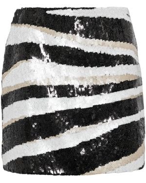 Elie Saab Zebra-Print Sequin-Embellished Miniskirt - Black