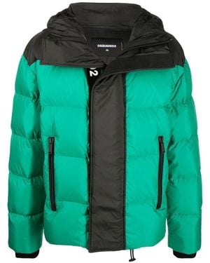 DSquared² Zip-Pockets Hooded Padded Jacket - Green