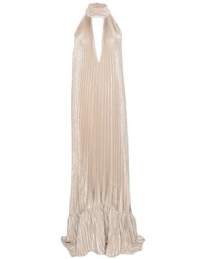L'idée Pleated Ruffled Dress - White