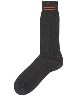 ZEGNA Line-Detail Socks - Black