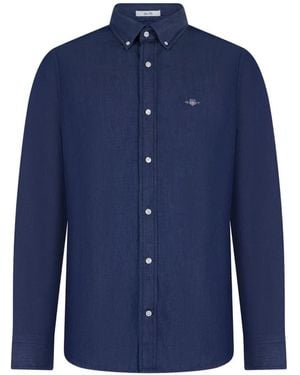 GANT Long-Sleeve Slim-Fit Shirt - Blue