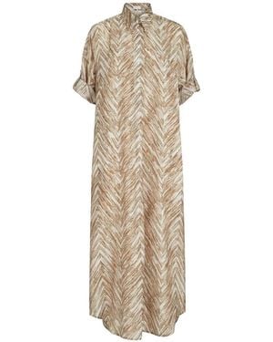 Brunello Cucinelli Silk Dress Mother Of Pearl - White