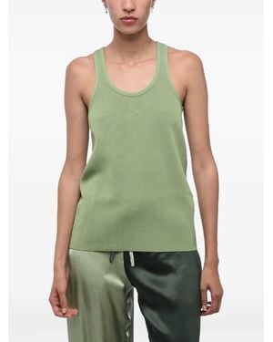 Jil Sander Embossed-Logo Ribbed Top - Green