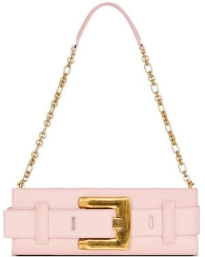 Balmain Anthem Smooth Leather Clutch - Pink