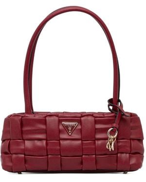 Guess Marion Woven Shoulder Bag - Red