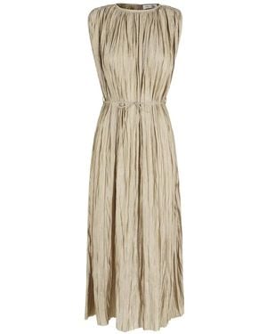 Roberto Collina Pleated Drawstring Midi Dress - Natural
