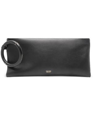 Tom Ford Ring Leather Clutch Bag - Grey