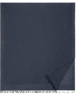 Aigner Ausgefranster Jacquard-Schal Mit Logo - Blau